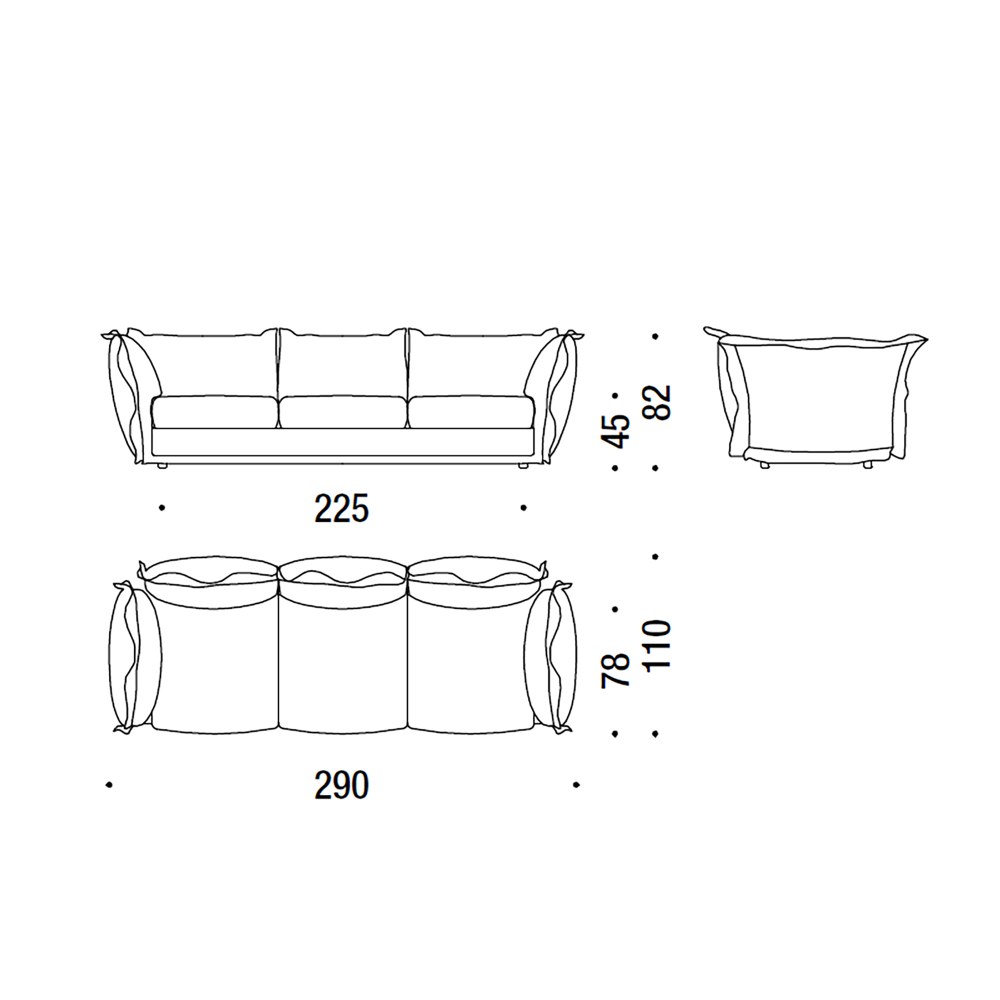 Diesel With Moroso Divano 3 posti Cloudscape cm. 225x110 Piuma