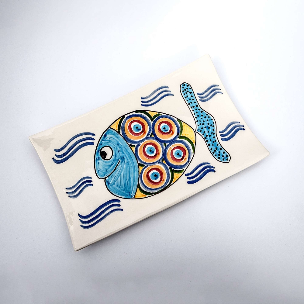 Improntabarre Piatto rettangolare Pesce Blu