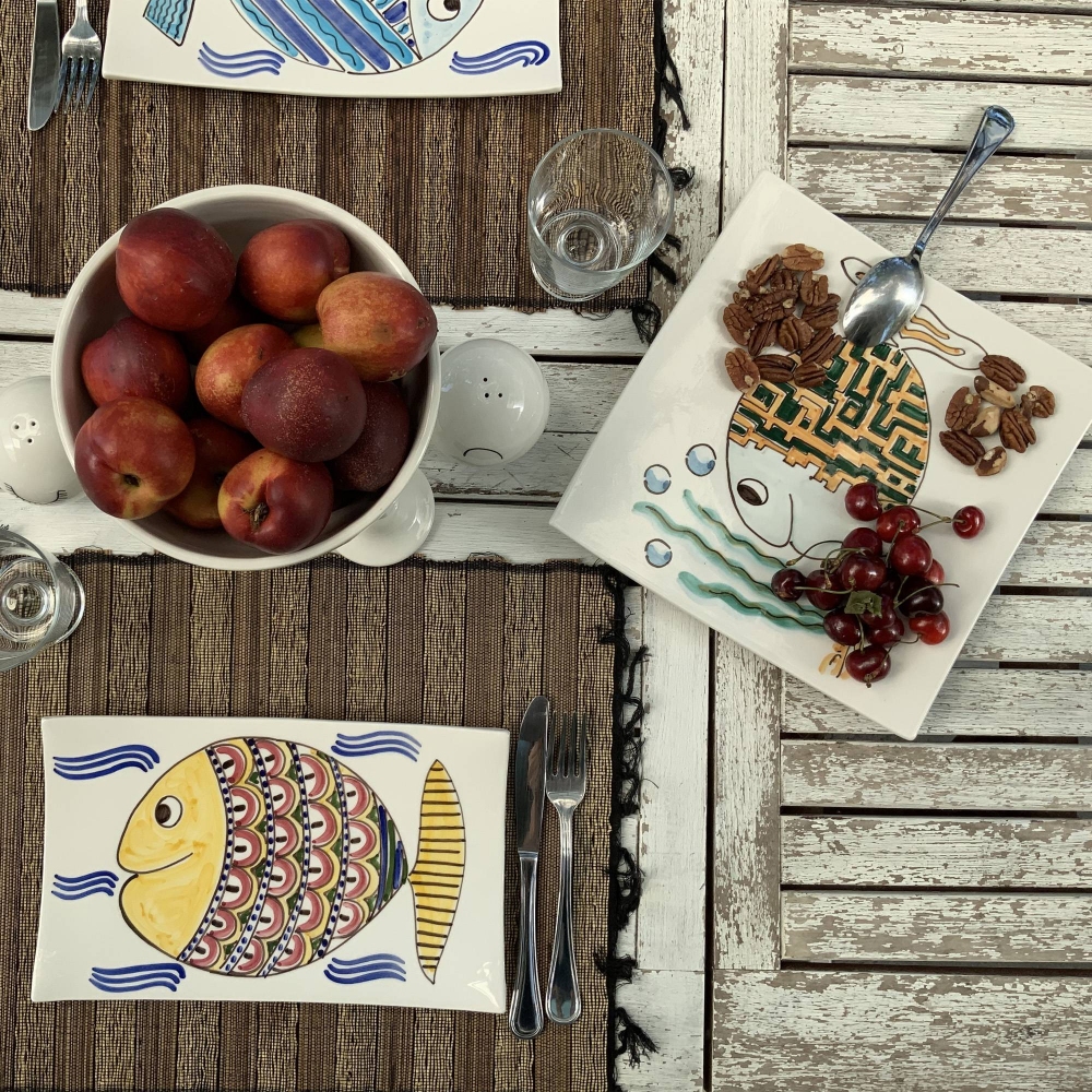 Improntabarre Pesce Blu rectangular plate