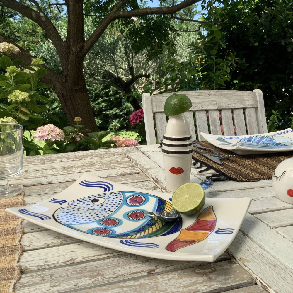 Improntabarre Pesce Blu rectangular plate