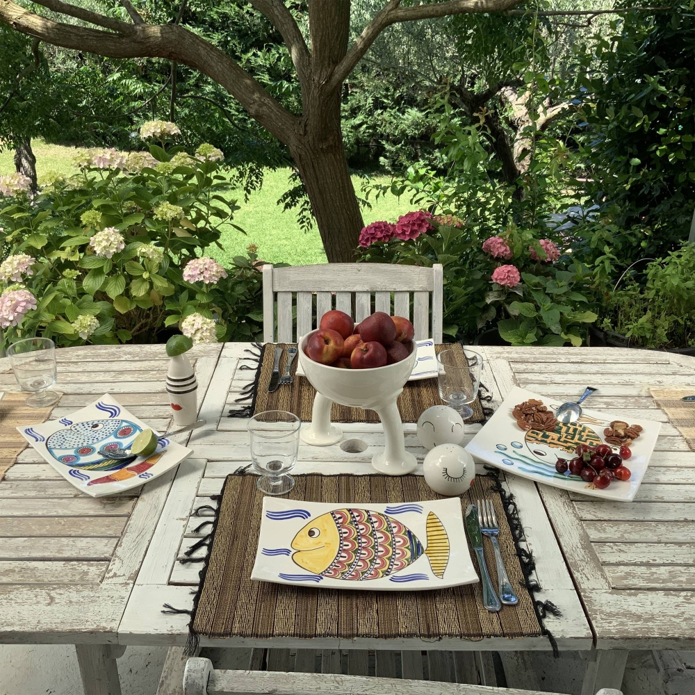 Improntabarre Piatto rettangolare Pesce Blu