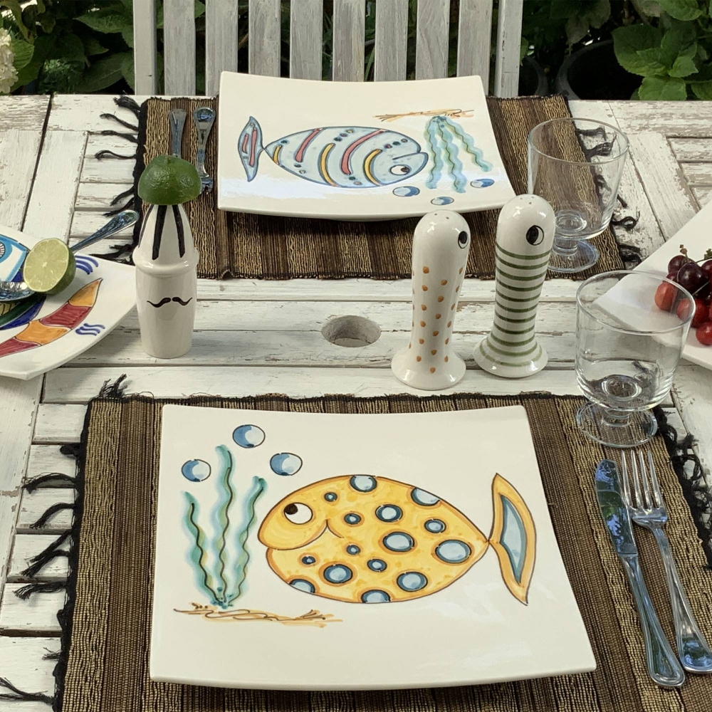 Improntabarre Pesce Blu rectangular plate