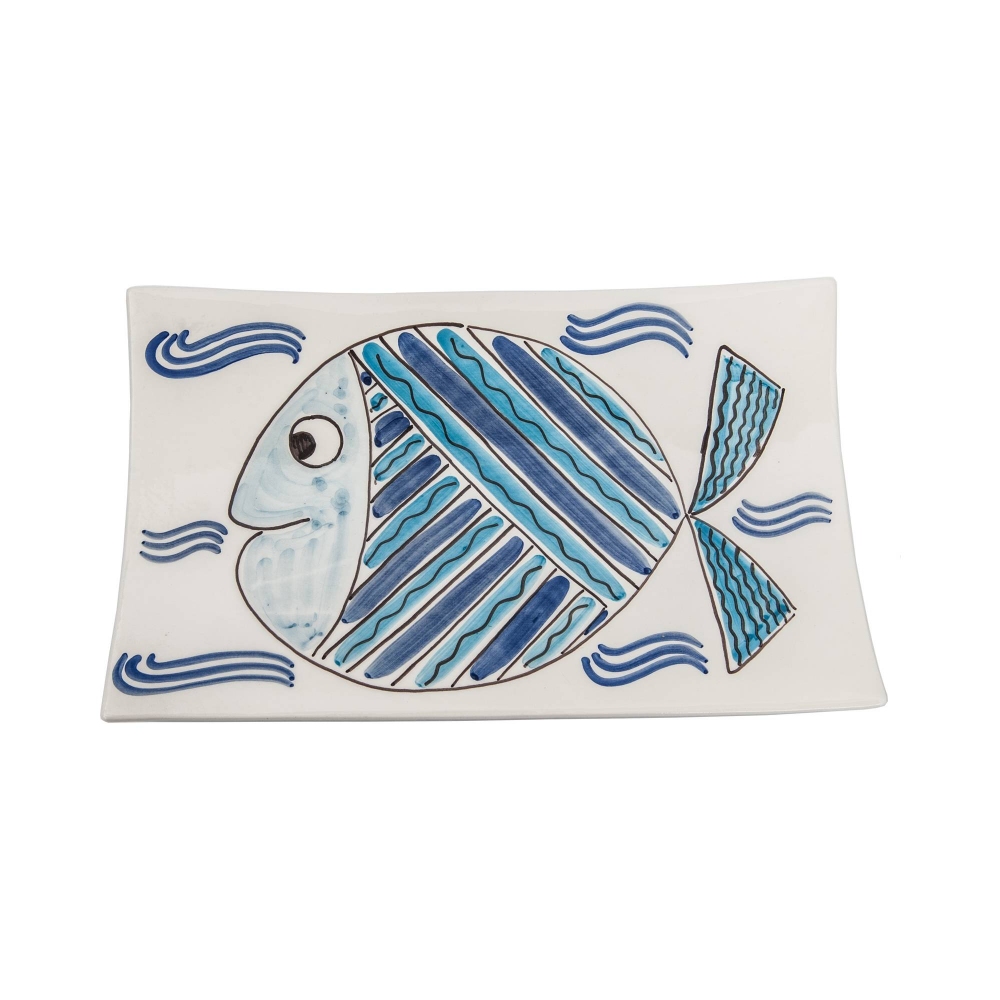 Improntabarre Pesce Linee Blu rectangular plate