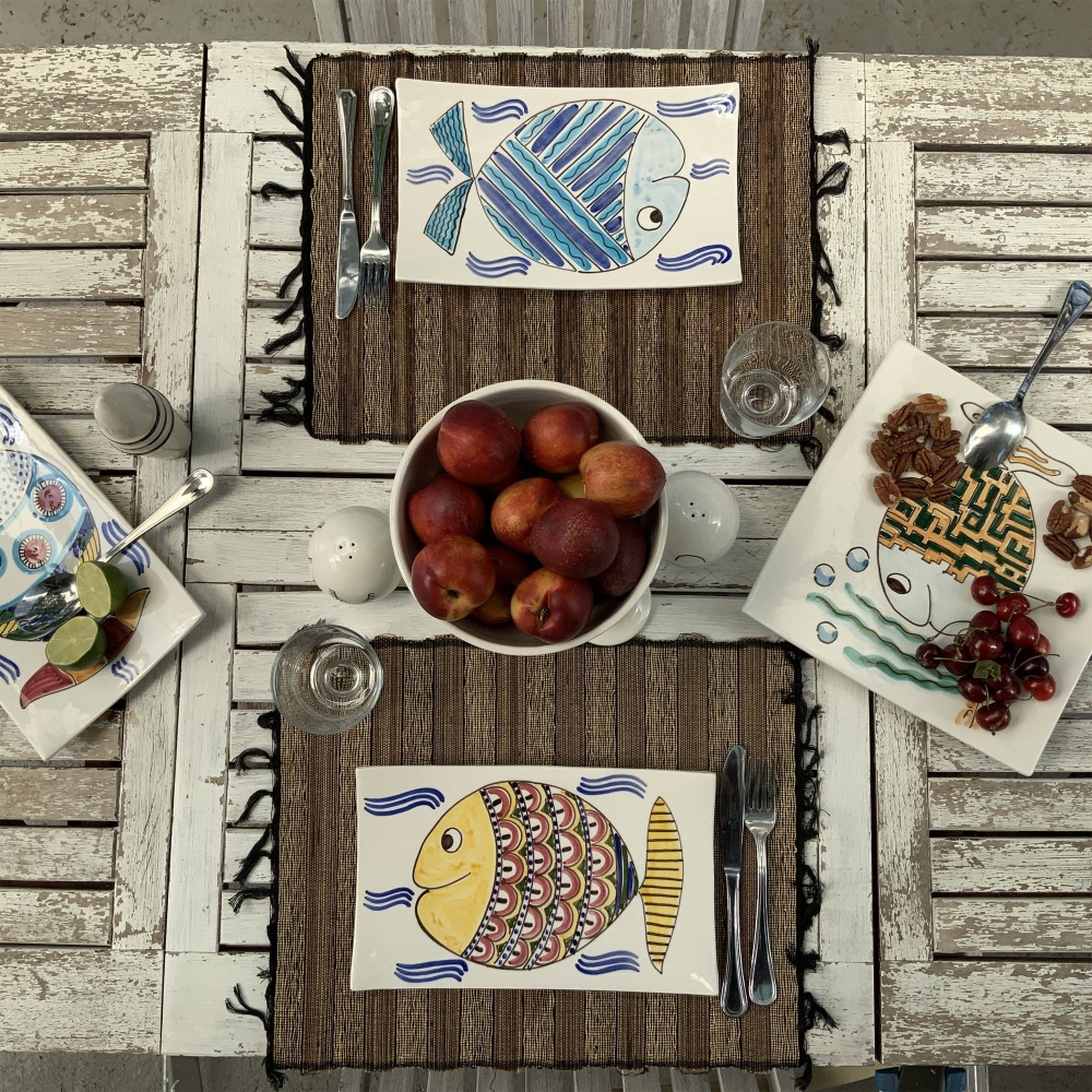 Improntabarre Pesce Rosso rectangular plate