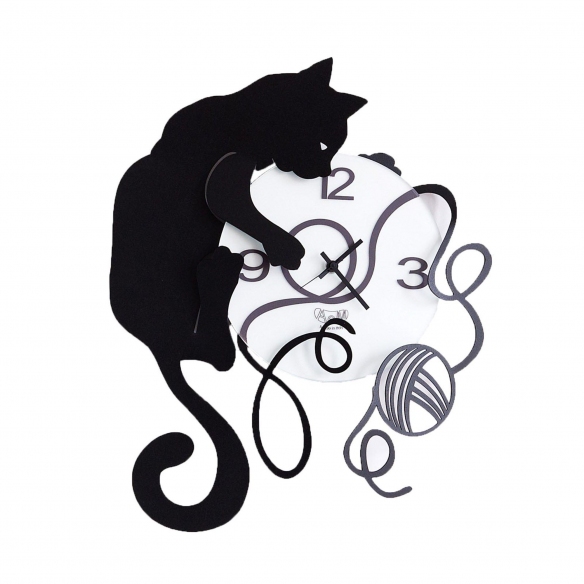 Arti e Mestieri orologio da parete Gatto Gomitolo
