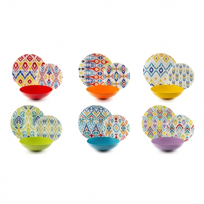 Excelsa Ikat set of 18 plates