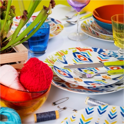 Excelsa Ikat set of 18 plates 2