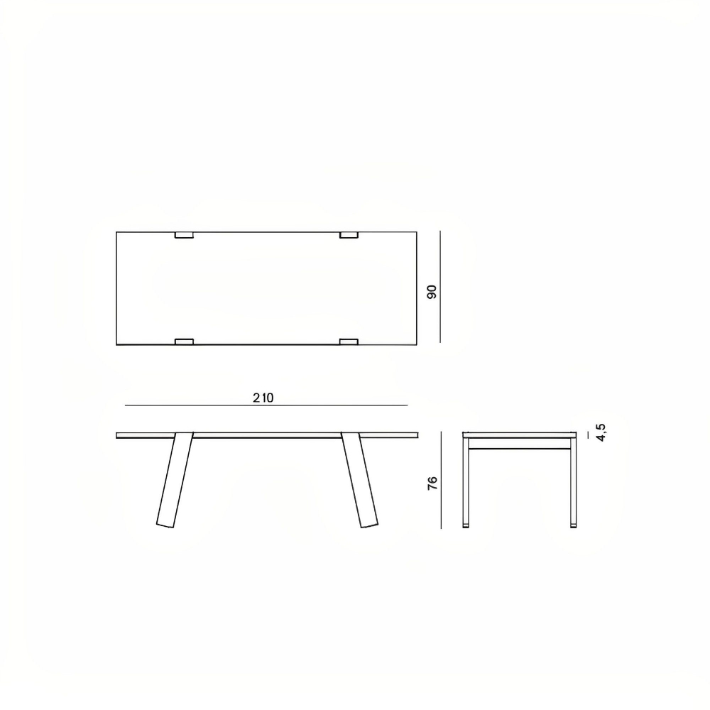 BBB Italia Tavolo Japan Steel cm. 210x90