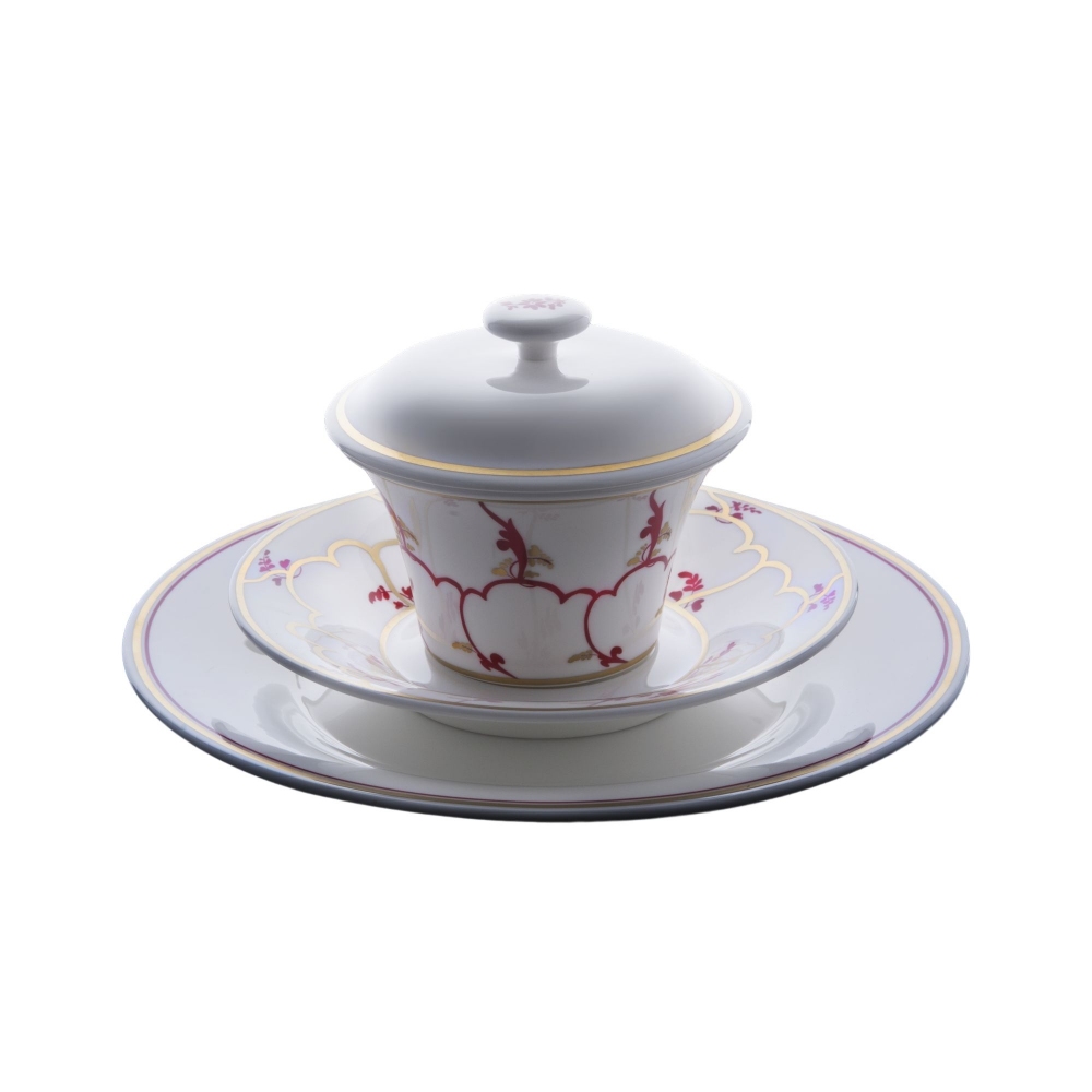 Geminiano Cozzi Coperchio per tazza da caffè Feston e Cadena Rosso cm. 8