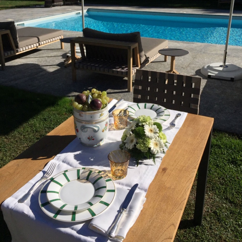 Geminiano Cozzi Piatto dessert Striche Verdi e Oro cm. 22