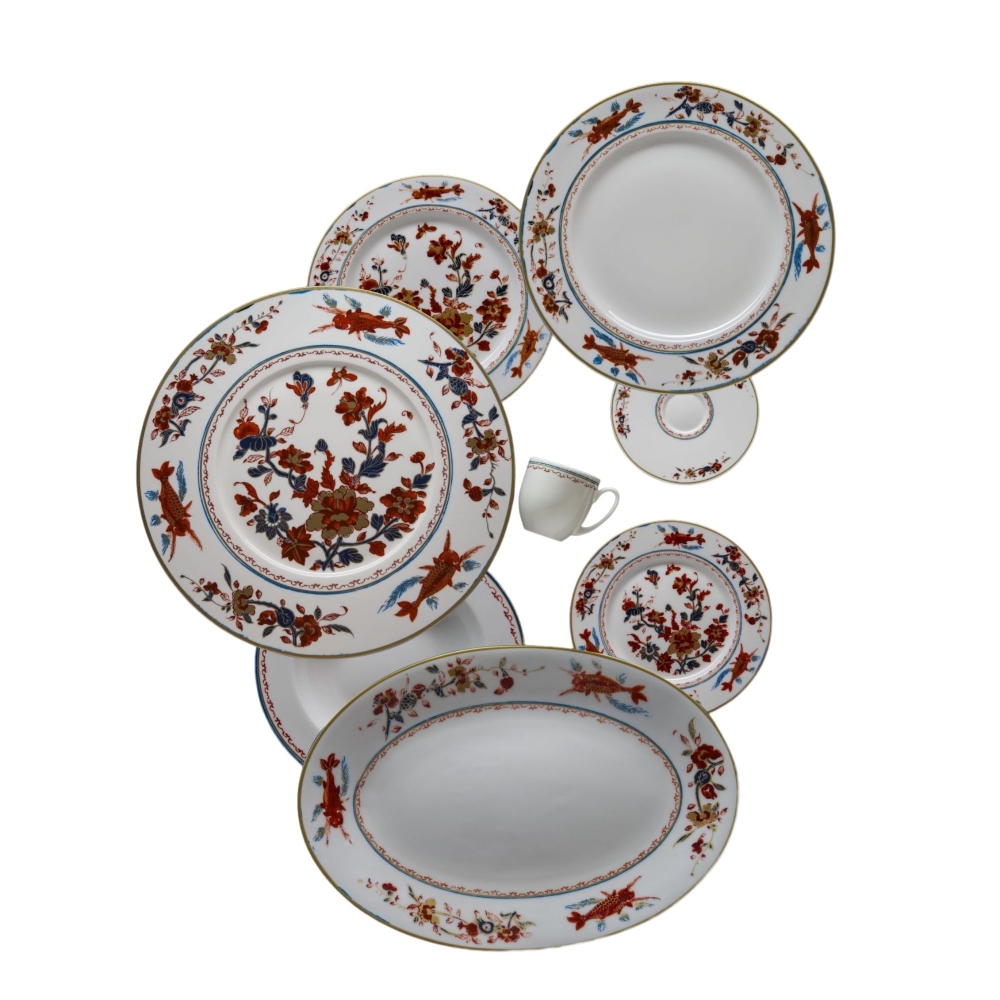 Geminiano Cozzi Piatto ovale Chinesi Fiori Finiti cm. 32