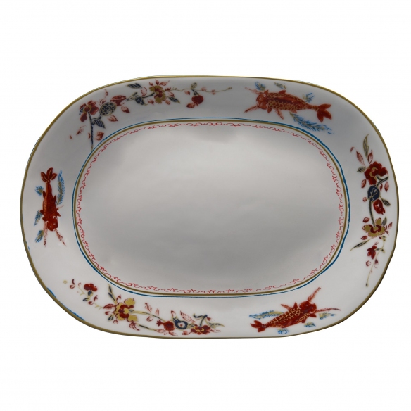 Geminiano Cozzi Piatto ovale Chinesi Fiori Finiti cm. 45