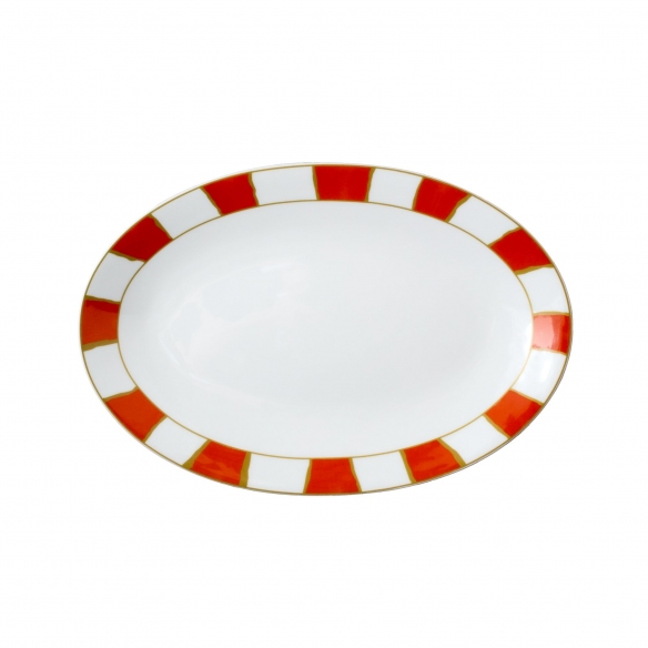 Geminiano Cozzi Striche Arancio e Oro Platter 26 cm