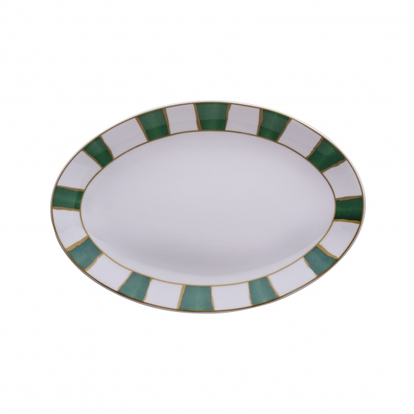 Geminiano Cozzi Striche Verdi e Oro Platter 26 cm