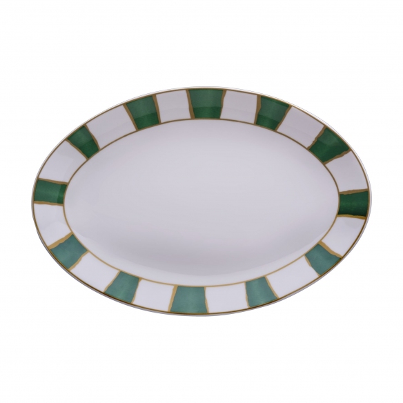 Geminiano Cozzi Striche Verdi e Oro Platter 32 cm