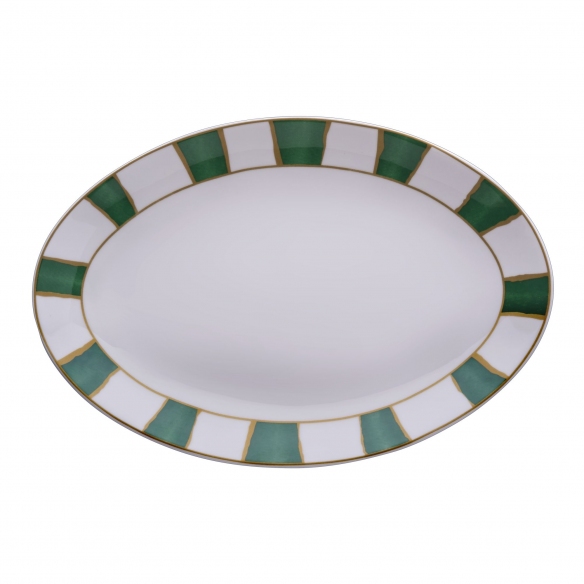 Geminiano Cozzi Striche Verdi e Oro Platter 37 cm