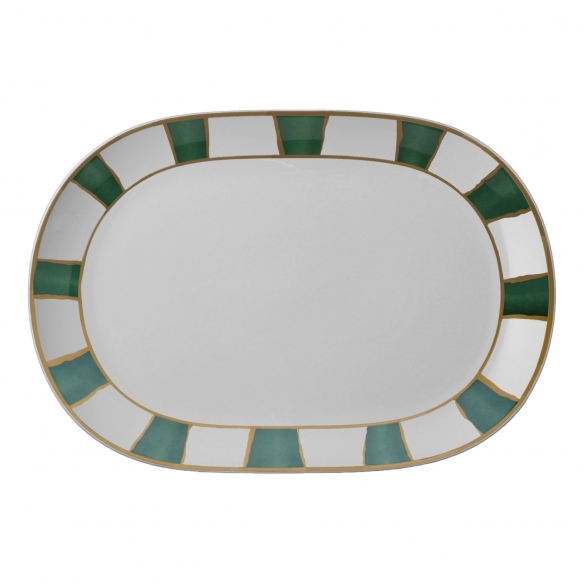 Geminiano Cozzi Striche Verdi e Oro Platter 45 cm