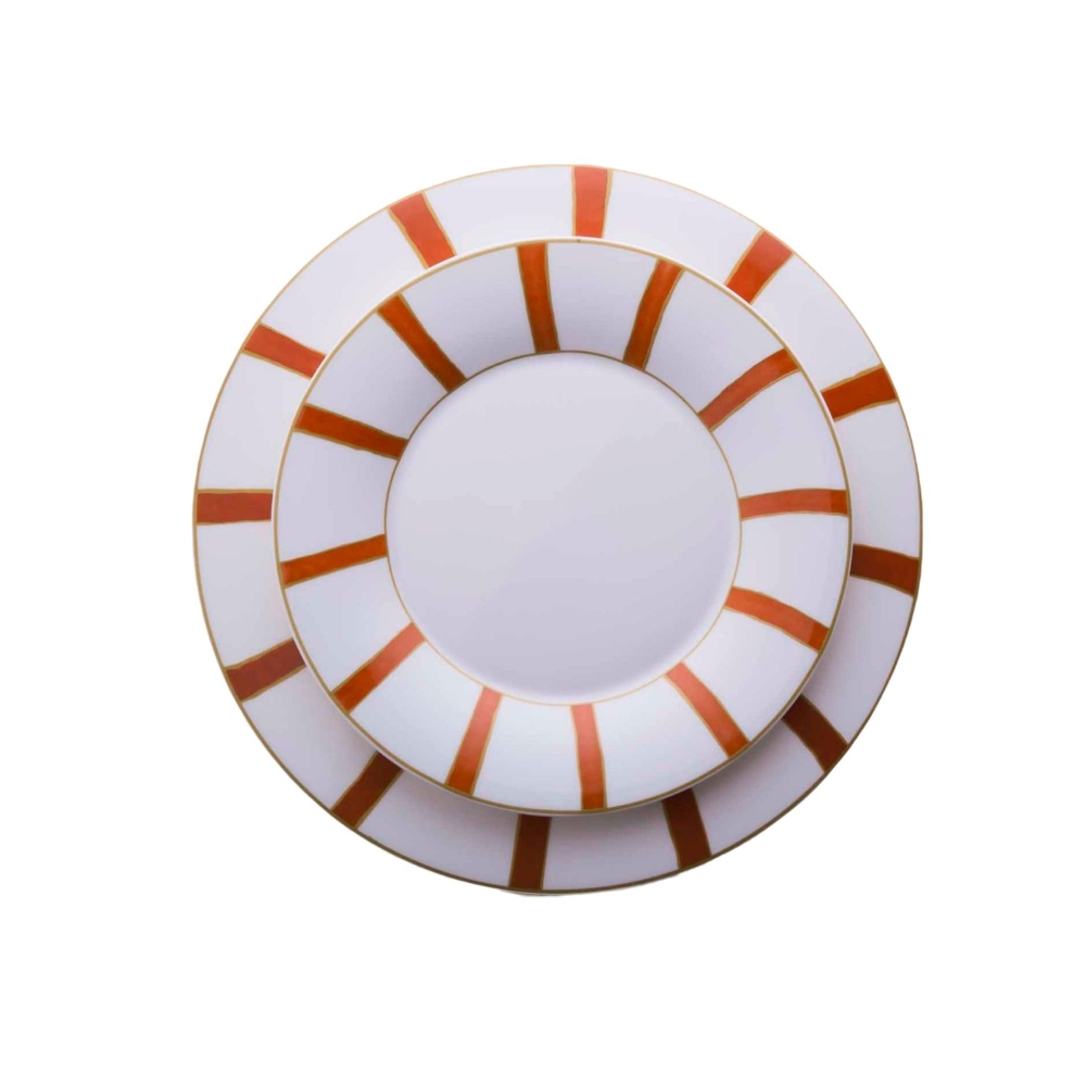 Geminiano Cozzi Striche Arancio e Oro Plate 28 cm