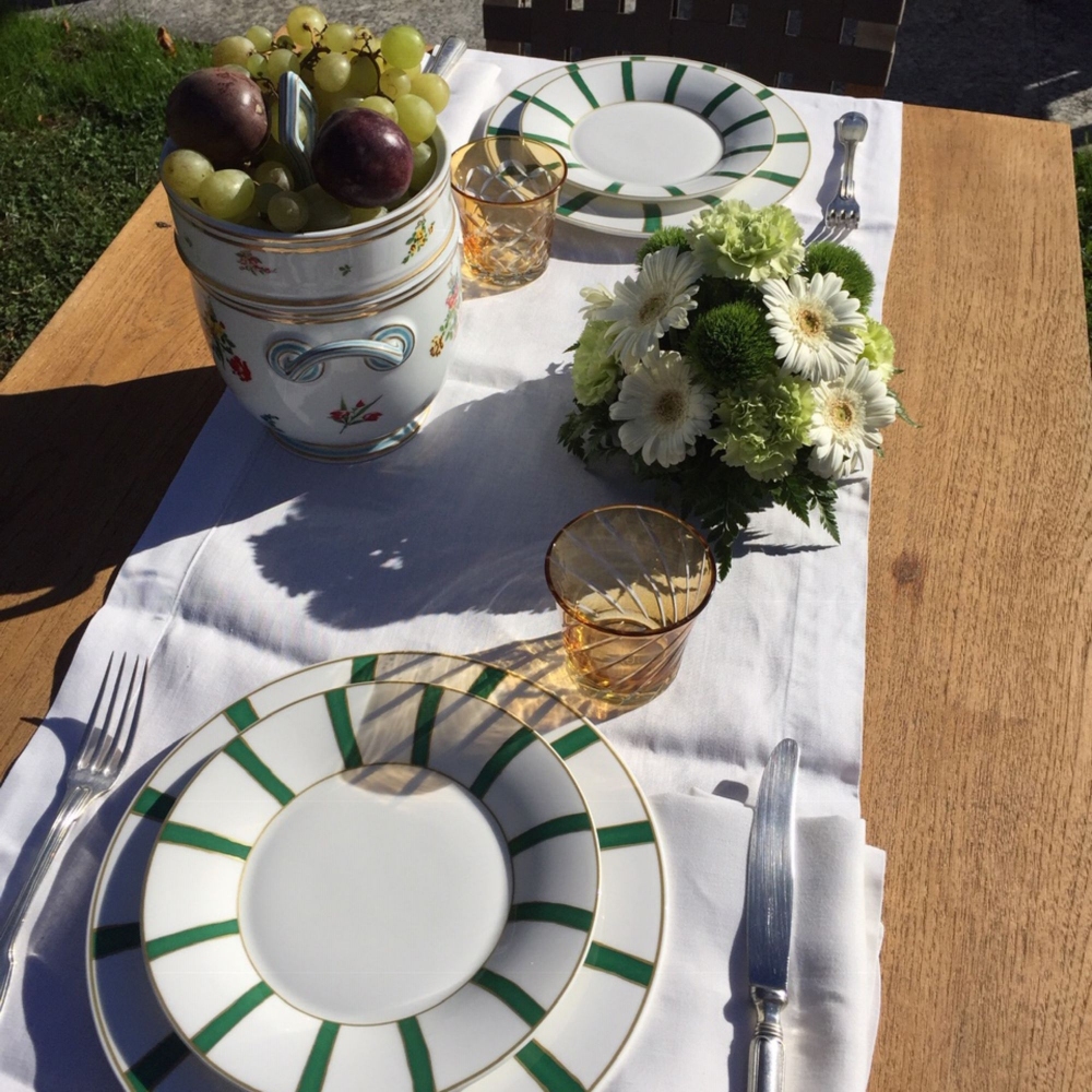 Geminiano Cozzi Piatto rotondo Striche Verdi e Oro cm. 31