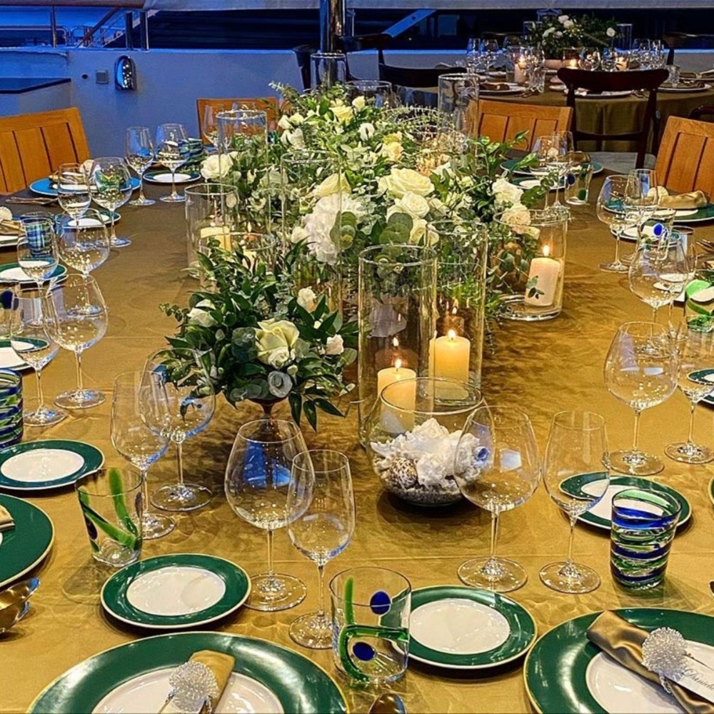 Geminiano Cozzi Piatto segnaposto Striche Verdi e Oro cm. 33