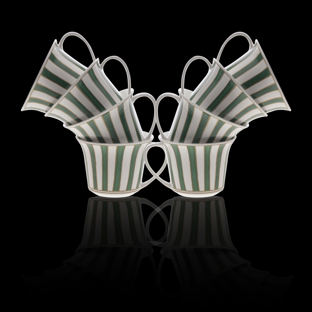 Geminiano Cozzi Tazza da caffè Striche Verdi e Oro cl. 11