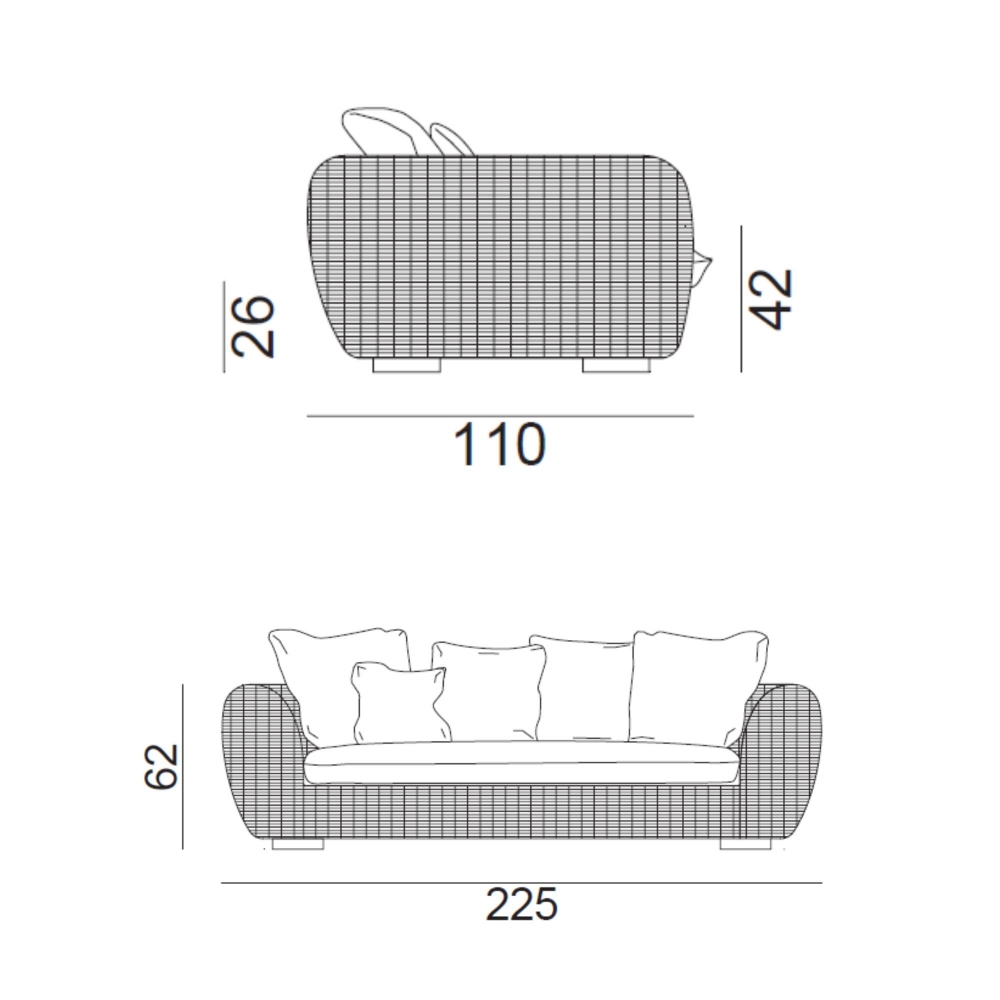 Gervasoni Panda 02 Outdoor Sofa 225 cm