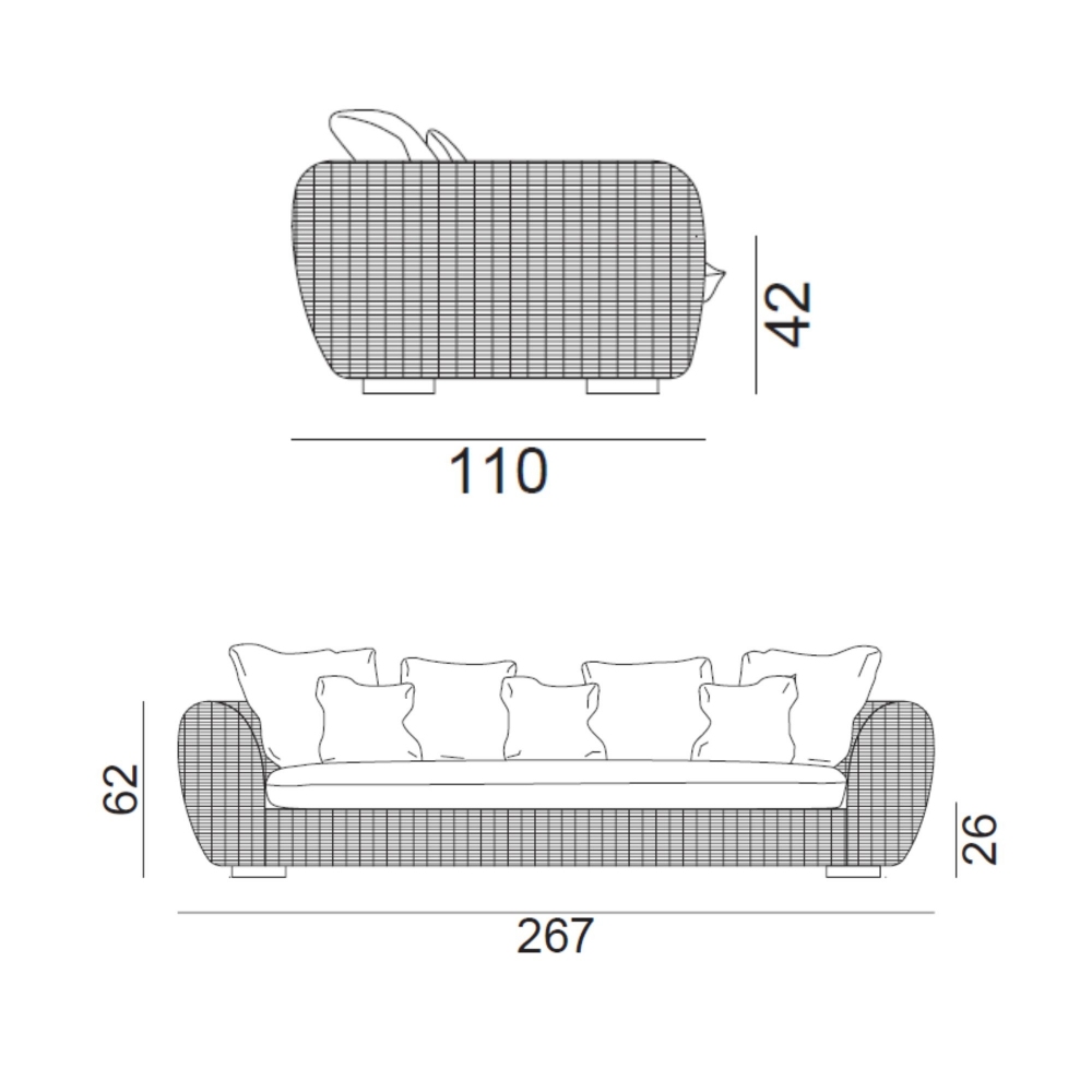 Gervasoni Panda 03 Outdoor Sofa 267 cm