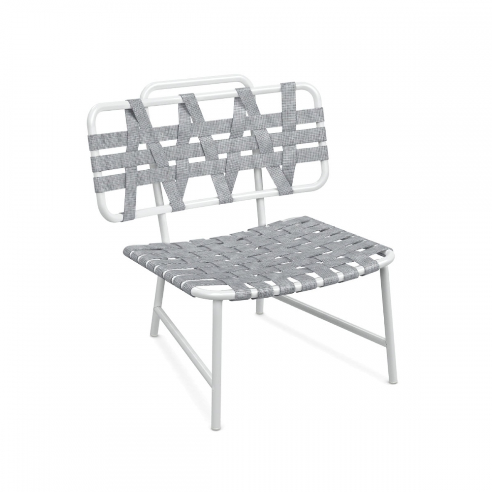 Gervasoni Sedia Con Struttura Tubolare In Alluminio Verniciato Opaco Intrecciato Con Cinghia Elastica Grigia Inout 856