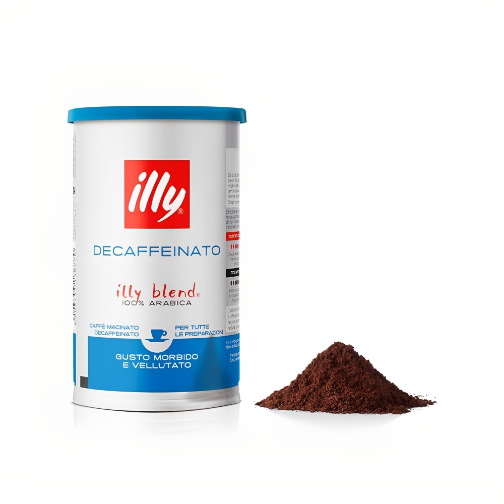 Illy 12 barattoli da 185 gr di caffè macinato tostato Decaffeinato Soft Can