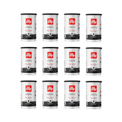 Illy 12 barattoli da 185 gr di caffè macinato tostato Forte Soft Can