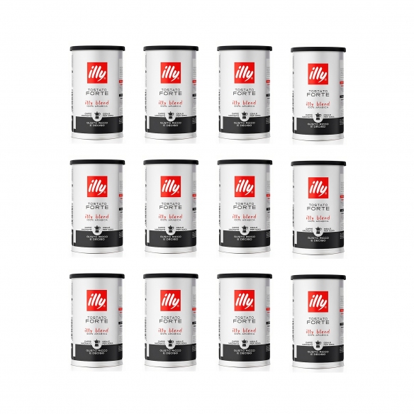 Illy 12 barattoli da 185 gr di caffè macinato tostato Forte Soft Can