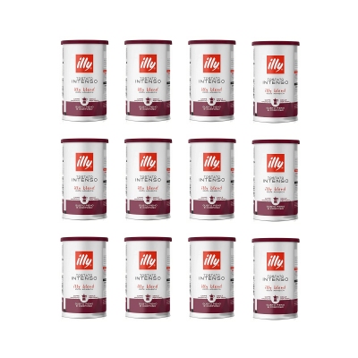 Illy 12 barattoli da 185 gr di caffè macinato tostato Intenso Soft Can