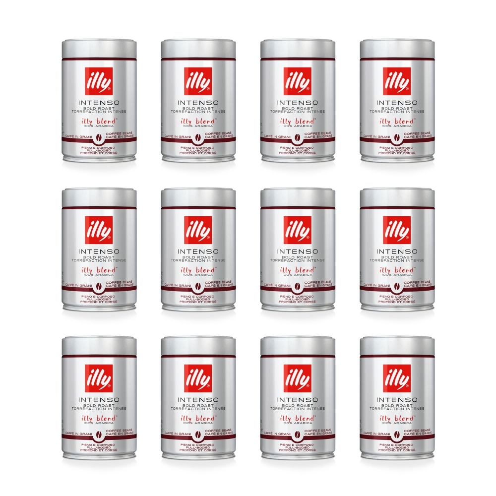 Illy 12 barattoli da 250 gr di caffè in grani tostato Intenso