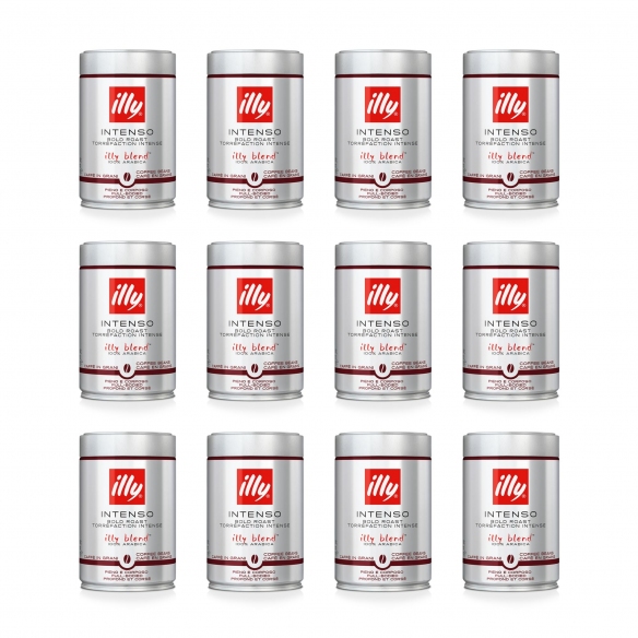 Illy 12 barattoli da 250 gr di caffè in grani tostato Intenso