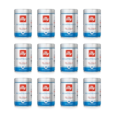 Illy 12 barattoli da 250 gr di caffè macinato espresso Decaffeinato