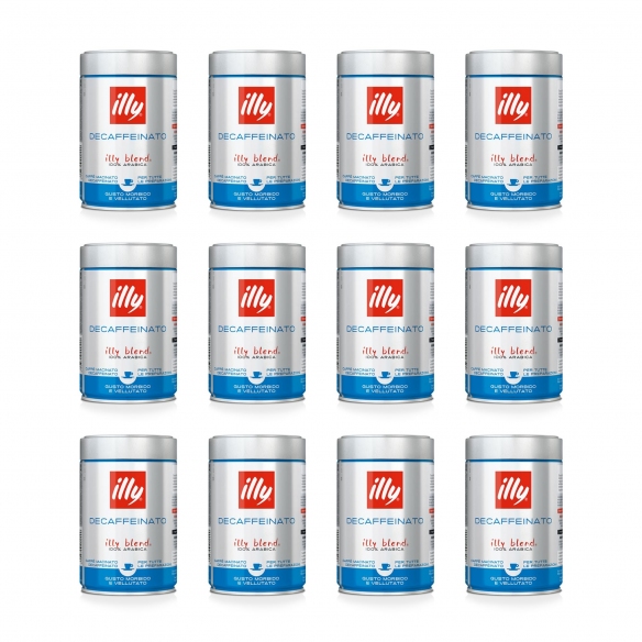 Illy 12 barattoli da 250 gr di caffè macinato espresso Decaffeinato