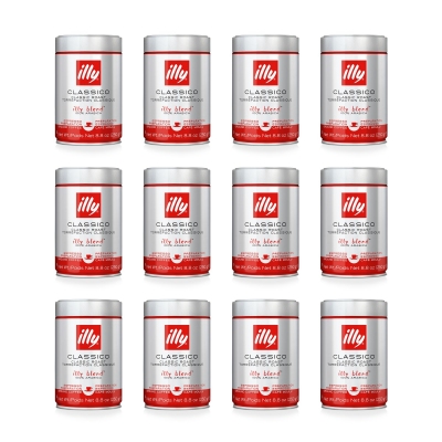 Illy 12 barattoli da 250 gr di caffè macinato espresso tostato Classico