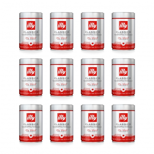Illy 12 barattoli da 250 gr di caffè macinato espresso tostato Classico