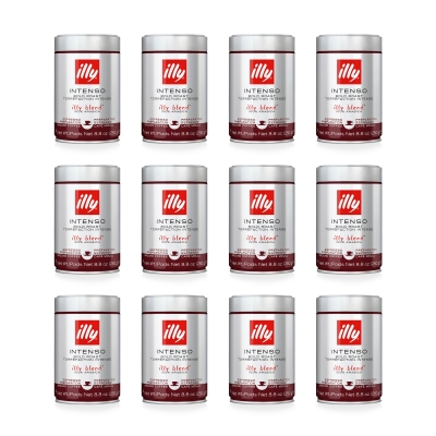 Illy 12 barattoli da 250 gr di caffè macinato espresso tostato Intenso