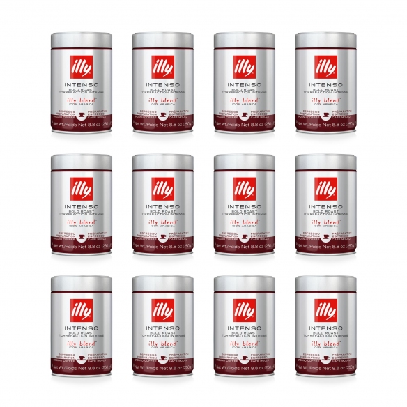 Illy 12 barattoli da 250 gr di caffè macinato espresso tostato Intenso