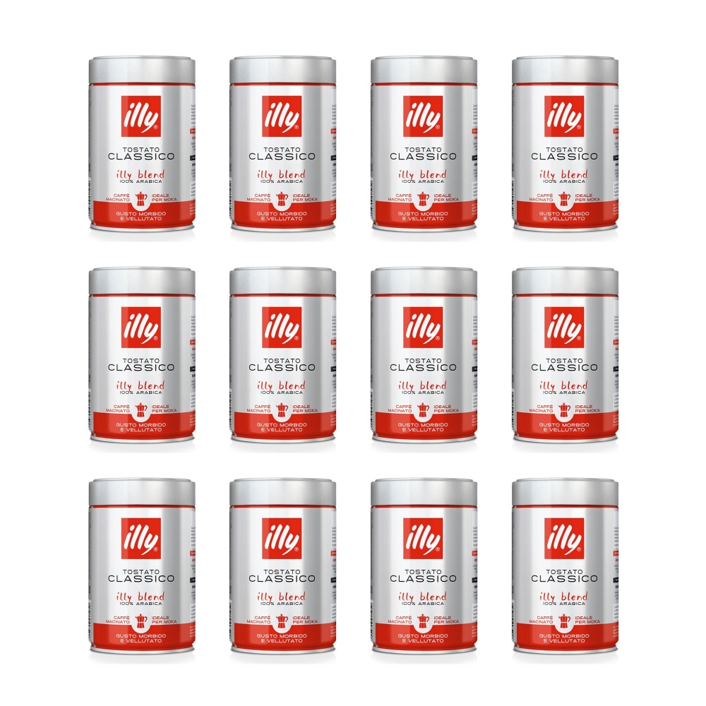 Illy Illy 6 Barattoli Da 250g Di Caffè Moka Macinato Tostatura Media