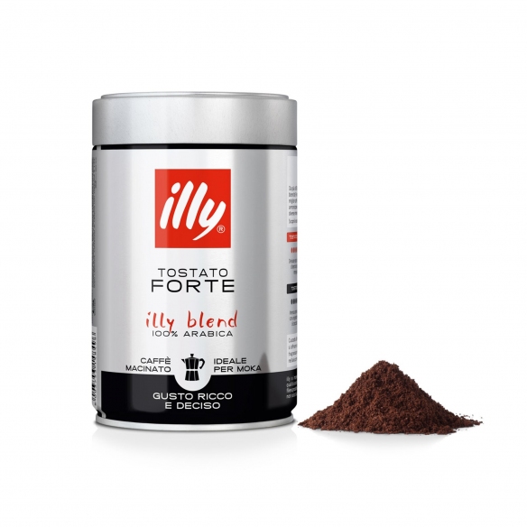 Illy 12 barattoli da 250 gr di caffè macinato moka tostato Forte