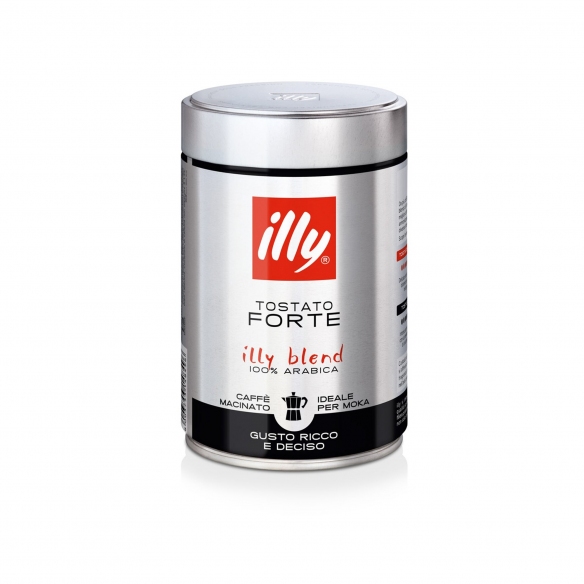 Illy 12 barattoli da 250 gr di caffè macinato moka tostato Forte