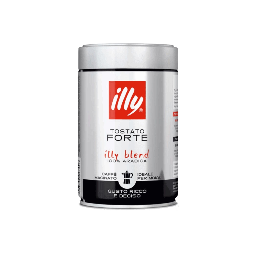 Illy 12 barattoli da 250 gr di caffè macinato moka tostato Forte