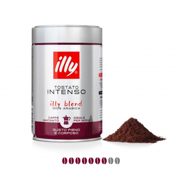 Illy 12 jars of Moka Coffee 250g Intenso