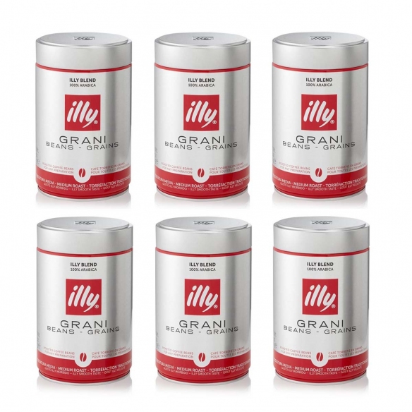Illy Illy 6 Barattoli Da 250g Di Caffè Grani Macinato Tostatura Media