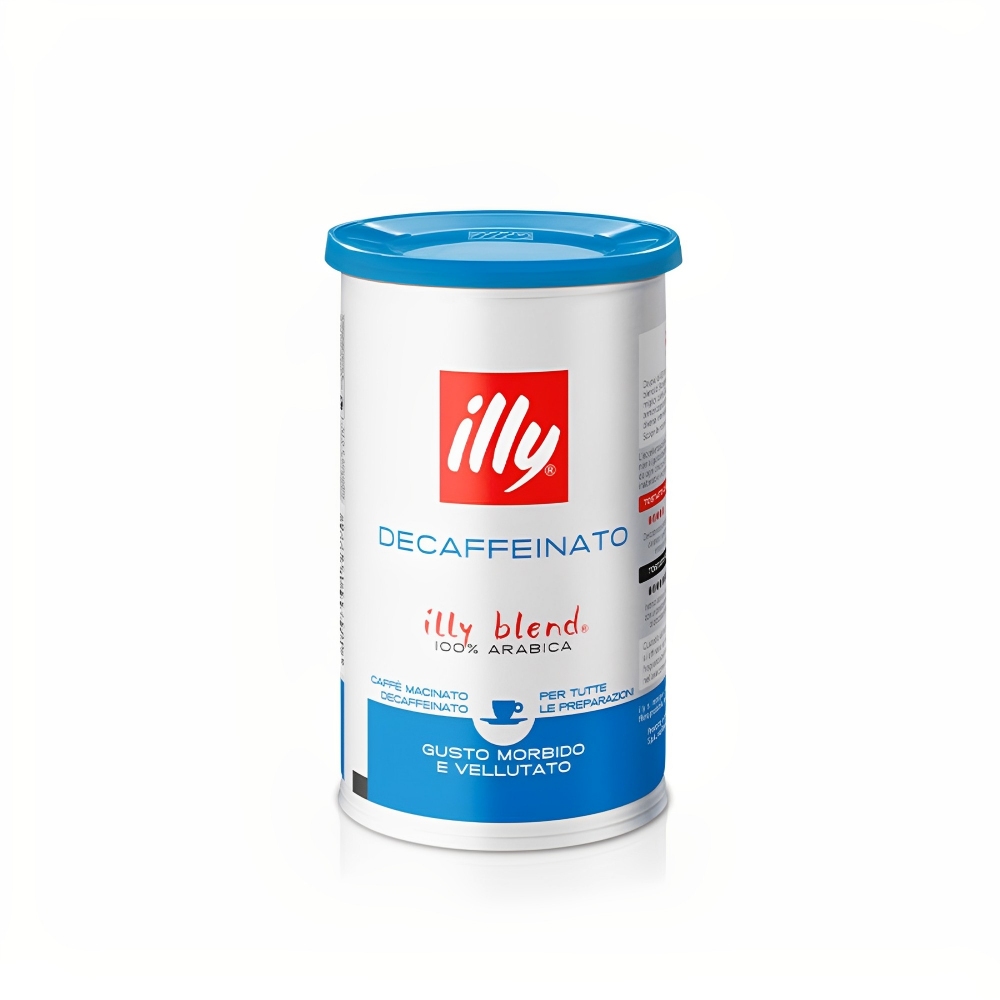 Illy Barattolo da 185 gr di caffè macinato tostato Decaffeinato Soft Can