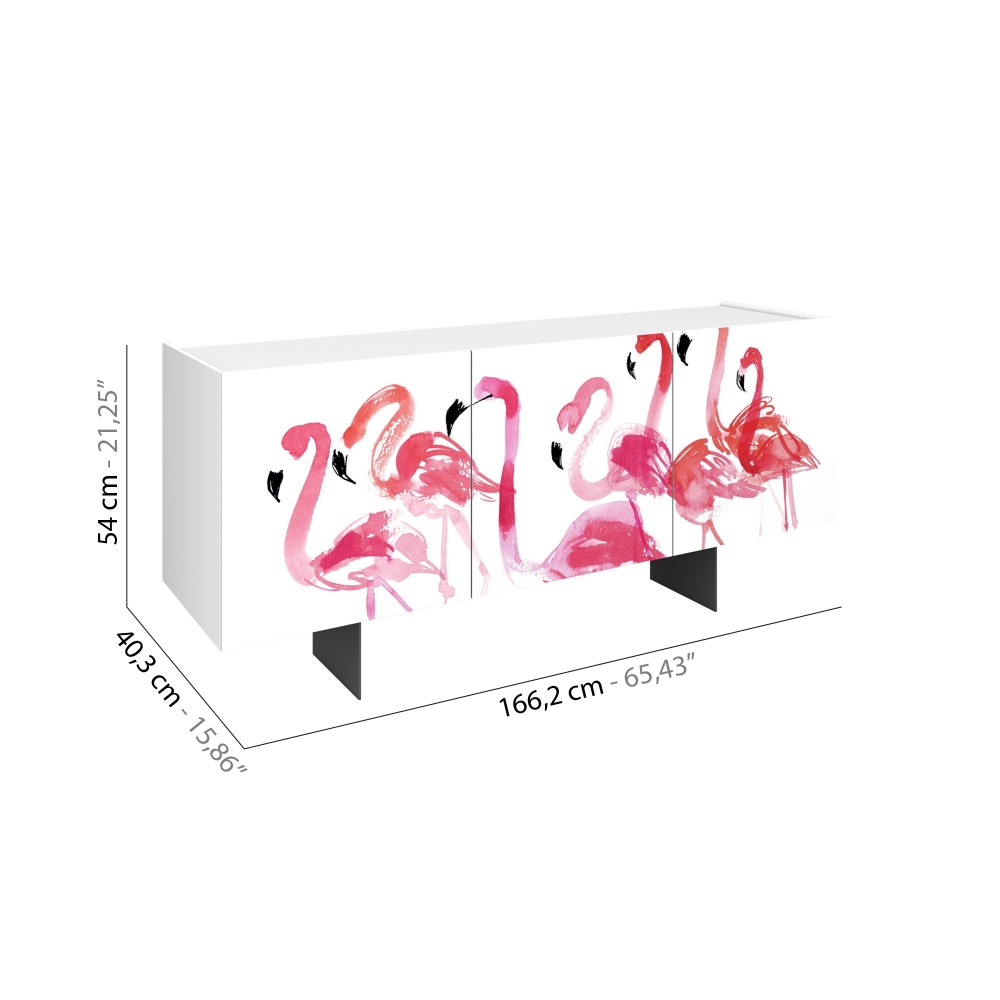Pictoom Flamingos 3 doors Sideboard