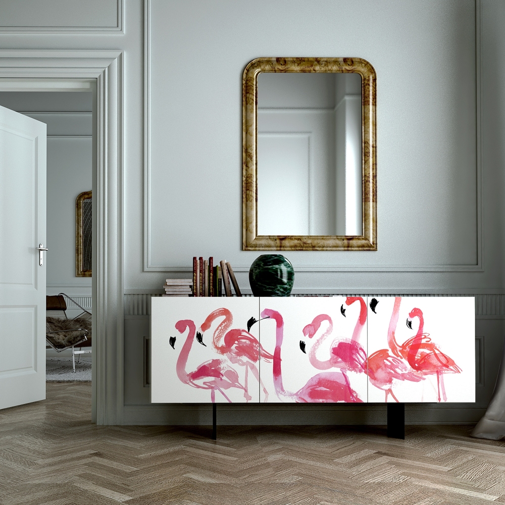 Pictoom Flamingos 3 doors Sideboard