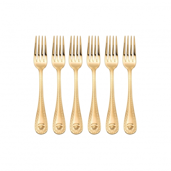 Rosenthal Versace 6 Forchette da dessert Medusa Vergoldet